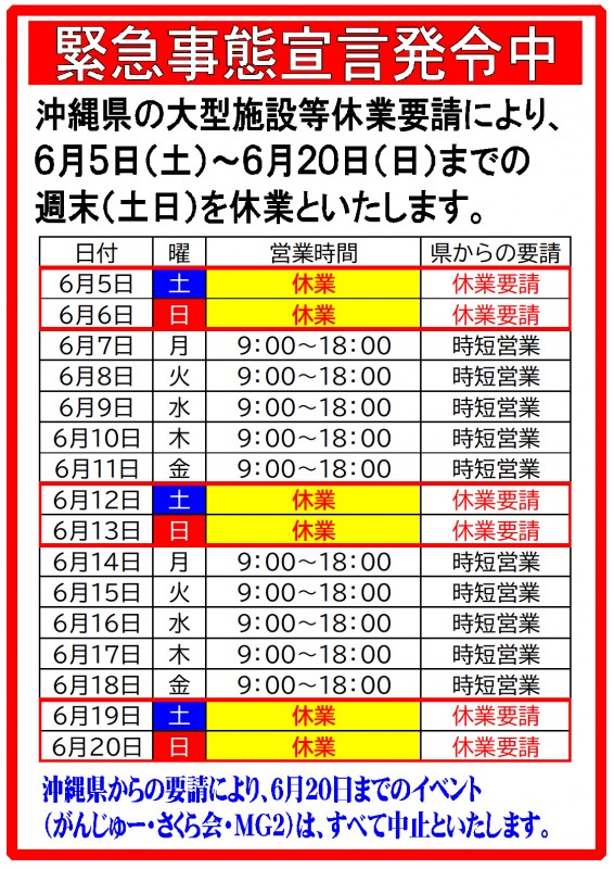 コロナ緊急事態HP休業要請