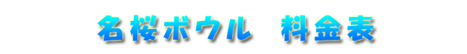 名桜ボウル料金表 名桜ボウル料金表